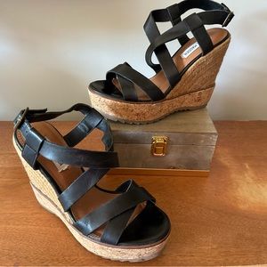 Steve Madden Espadrille Wedge Sandal Black 6.5